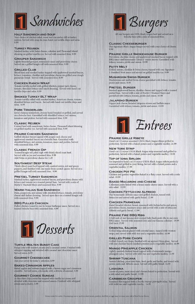 1 Hundred West - Davenport, IA menu_pic