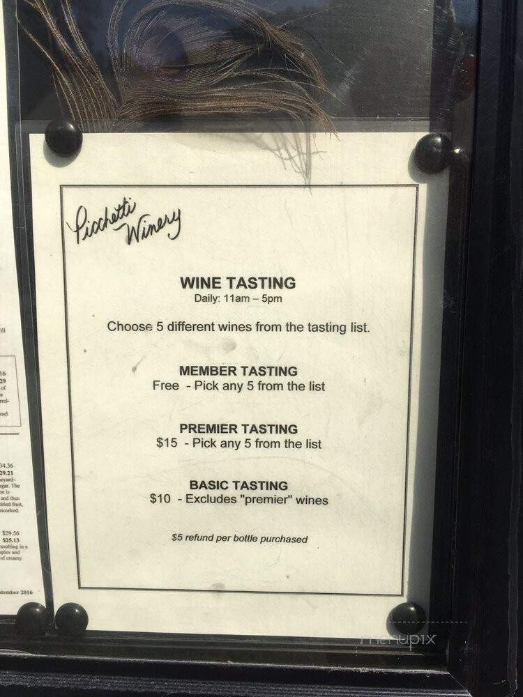 Picchetti Winery - Cupertino, CA menu_pic