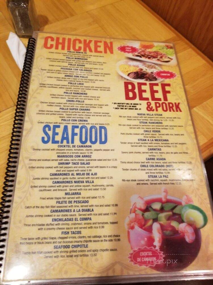 Nueva Villa - Hartsville, SC menu_pic