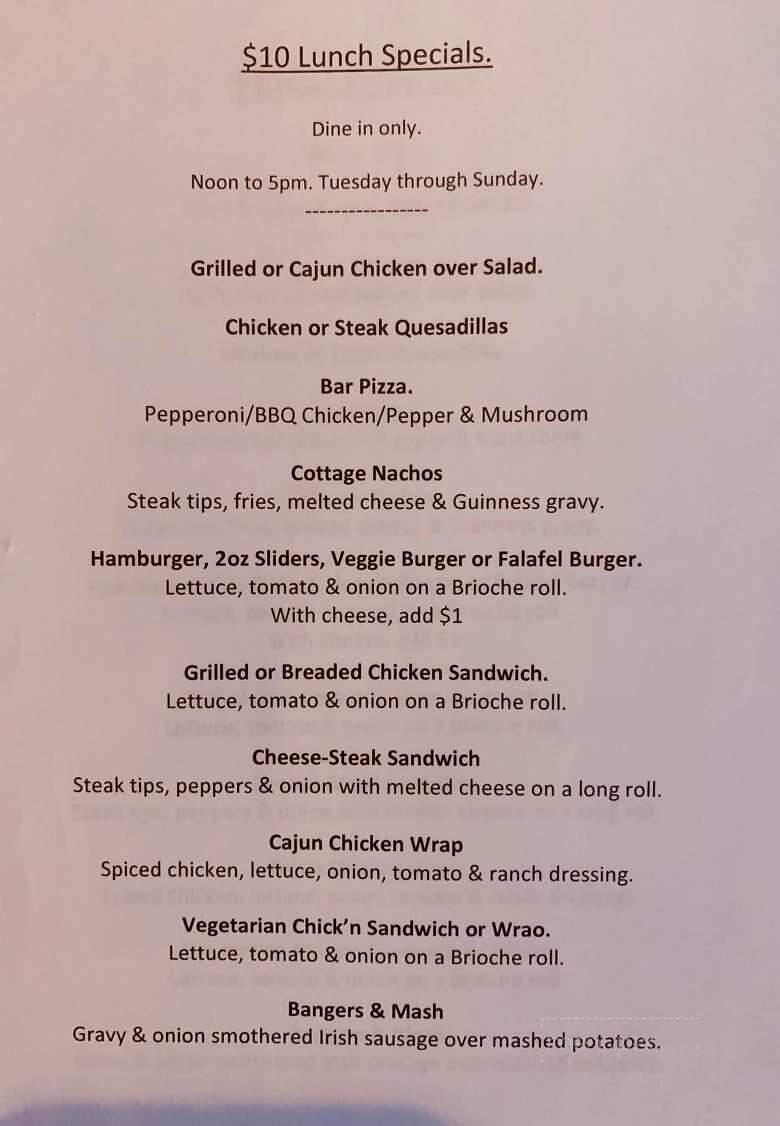 The Cottage Bar - Teaneck, NJ menu_pic