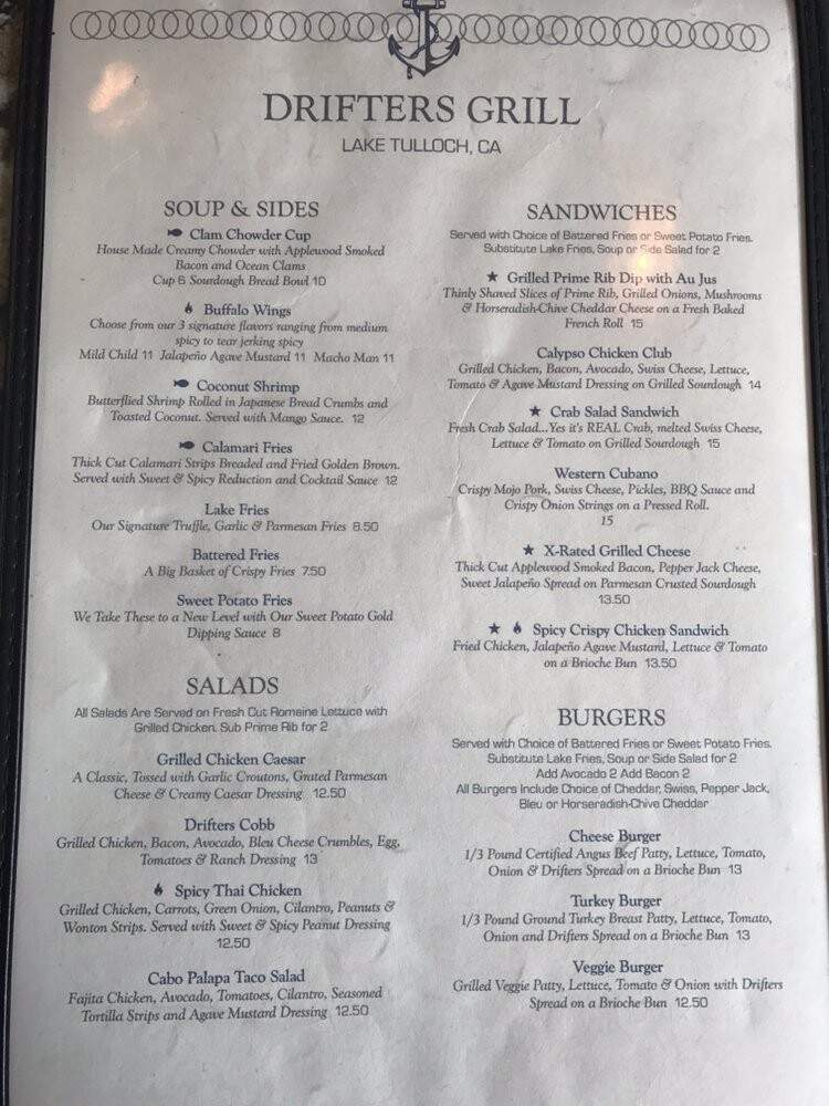 Drifters Marina and Grill - Copperopolis, CA menu_pic