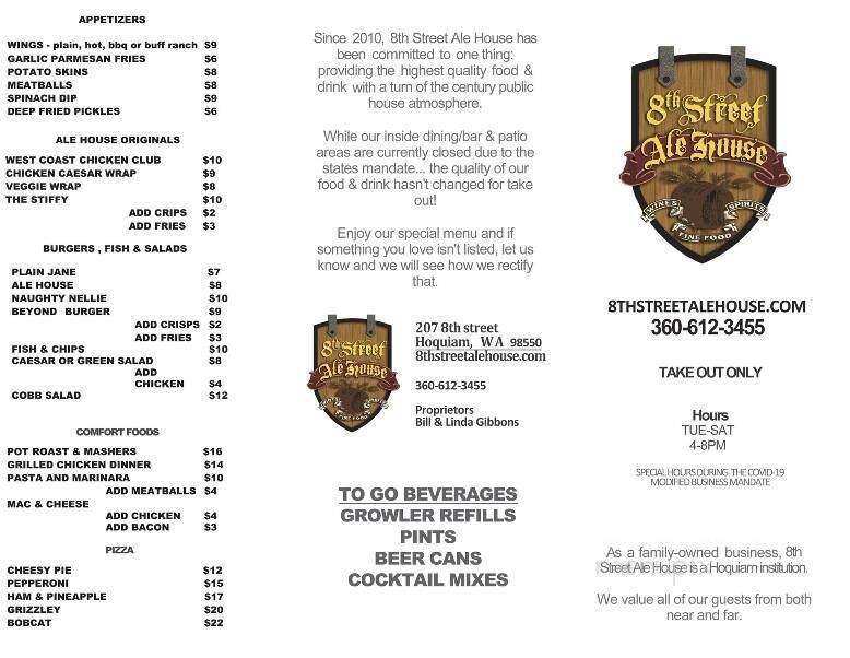 8th Street Ale House - Hoquiam, WA menu_pic