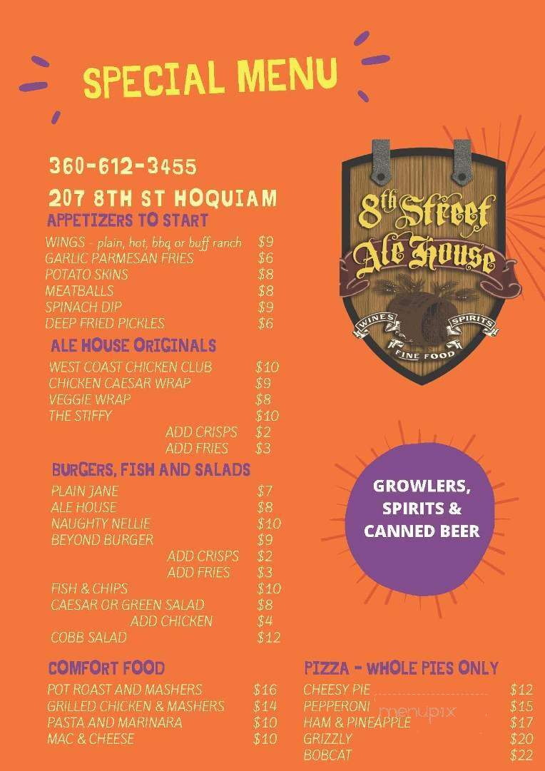 8th Street Ale House - Hoquiam, WA menu_pic