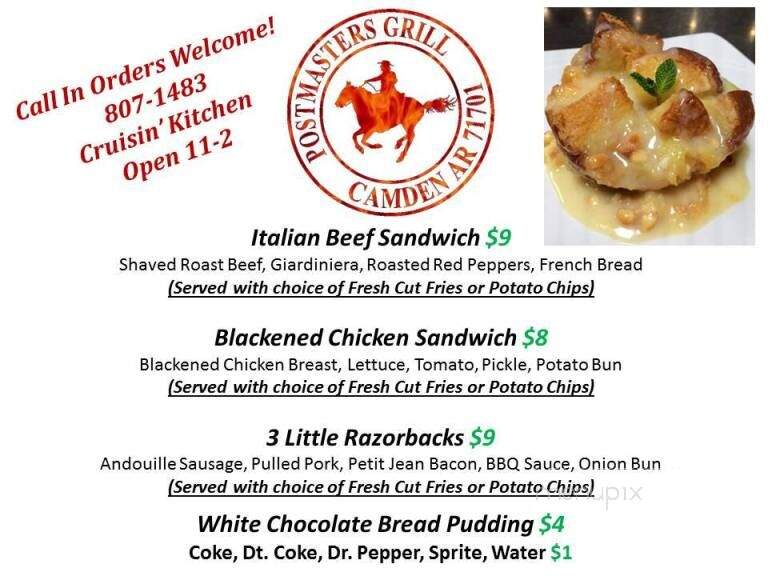 Postmasters Grill - Camden, AR menu_pic