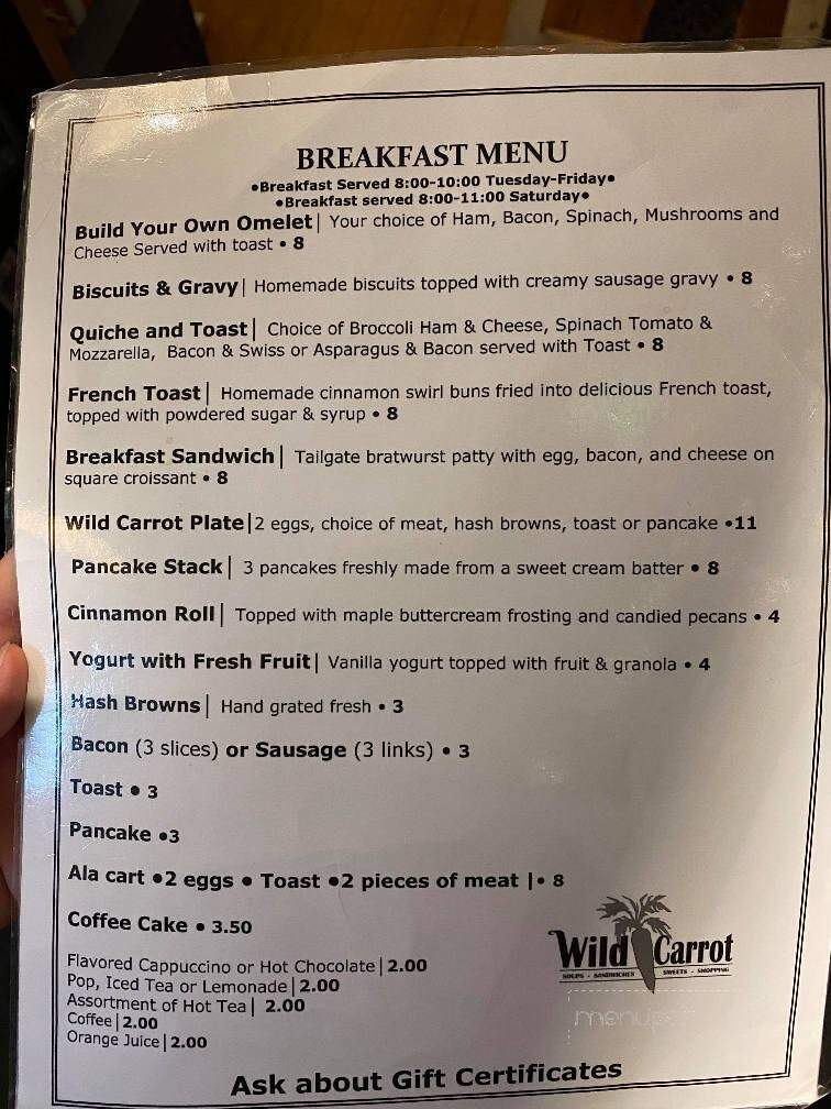 Wild Carrot - Waverly, IA menu_pic
