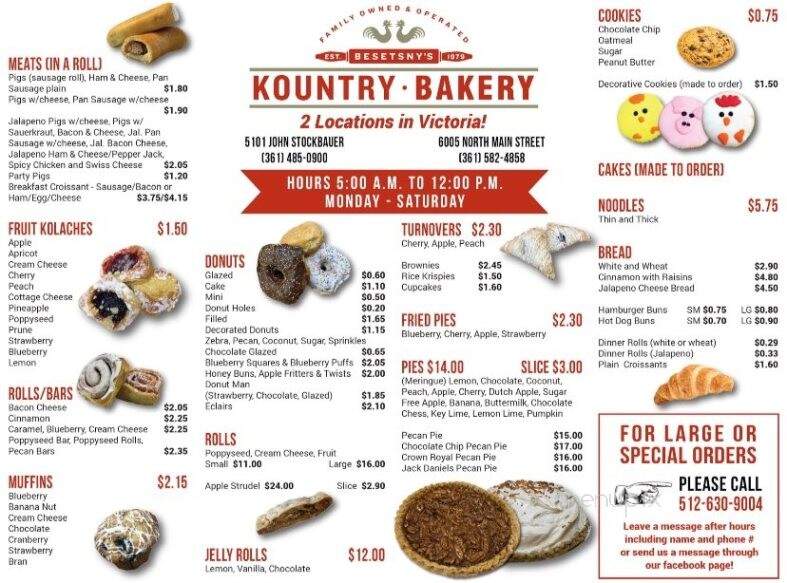 Kountry Bakery - Victoria, TX menu_pic