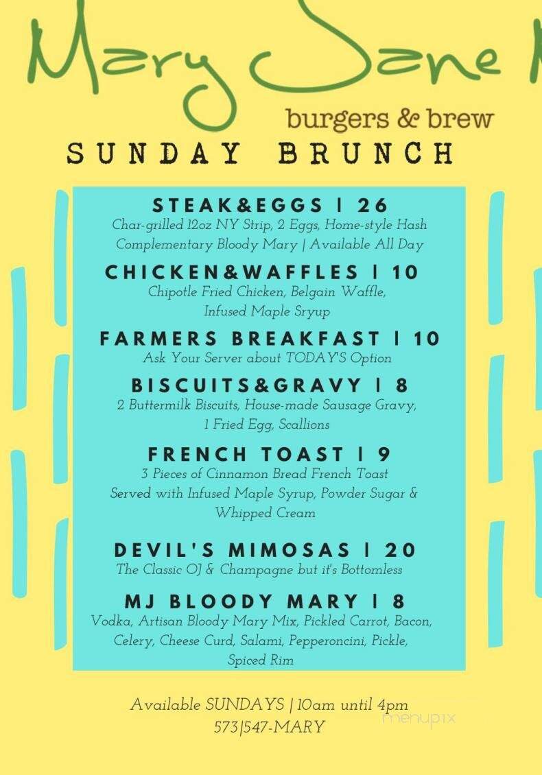 Mary Jane Burgers & Brew - Perryville, MO menu_pic
