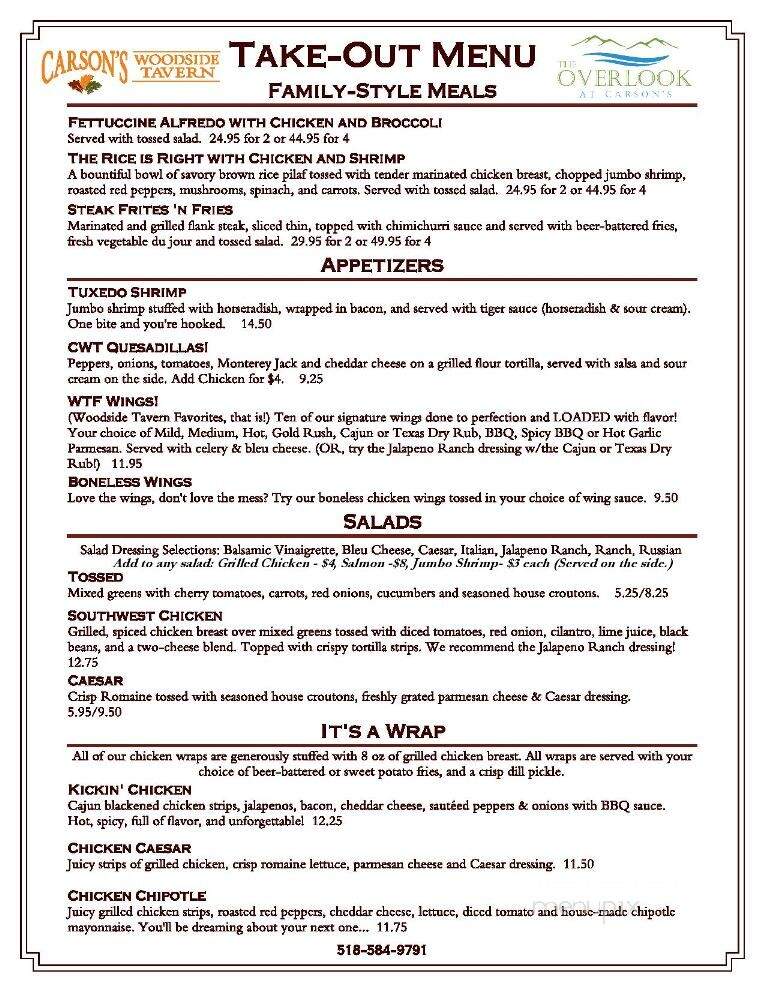 Carson's Woodside Tavern - Malta, NY menu_pic