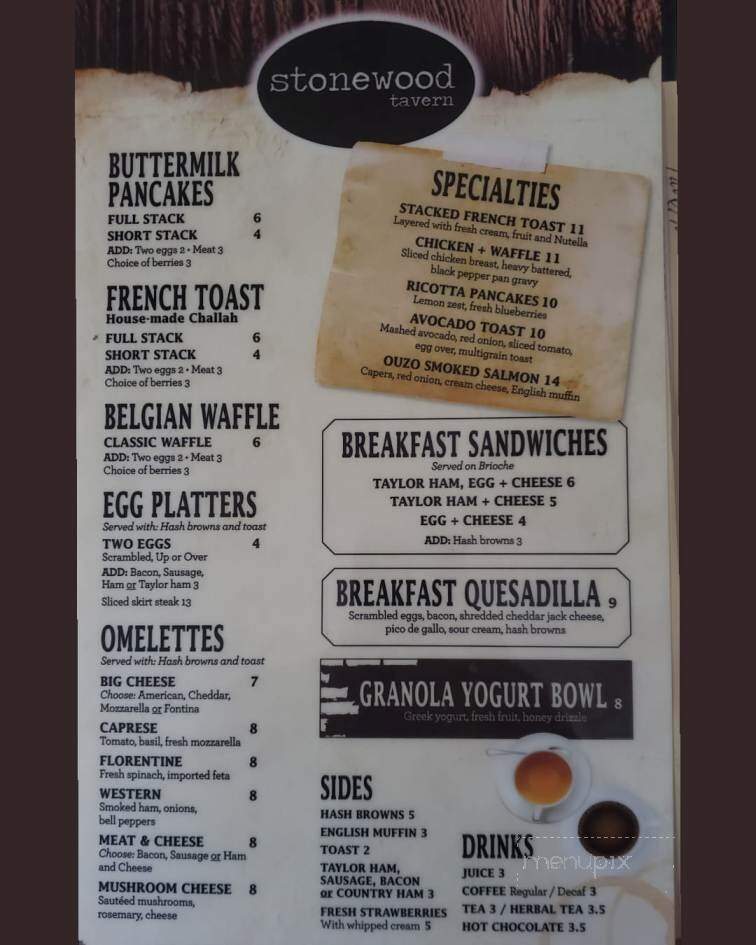 Stonewood Tavern - Andover, NJ menu_pic