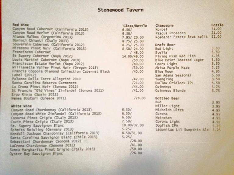 Stonewood Tavern - Andover, NJ menu_pic