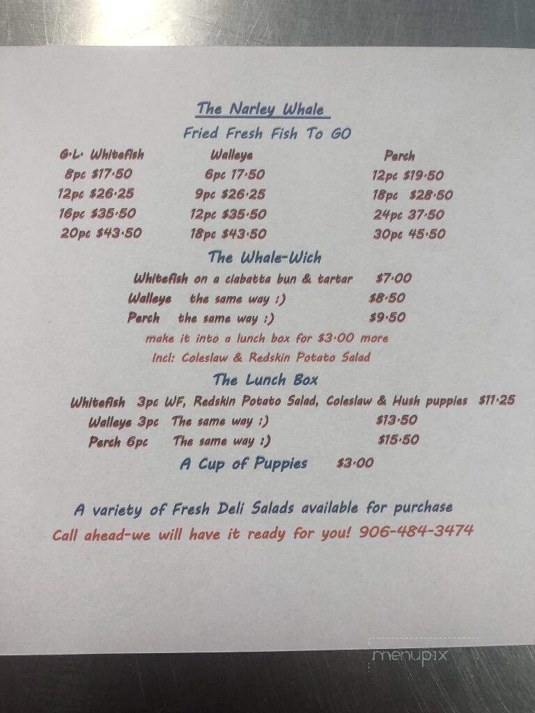 Narley Whale Fish Market - Cedarville, MI menu_pic