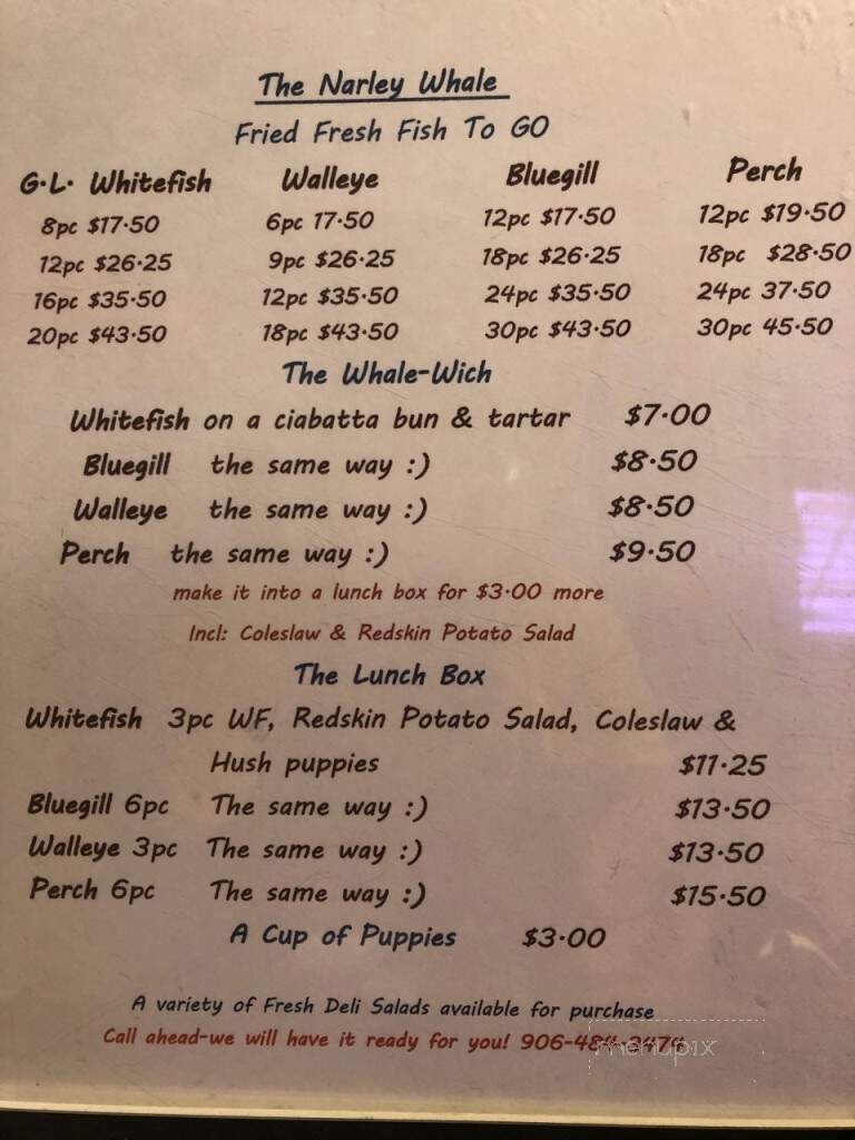 Narley Whale Fish Market - Cedarville, MI menu_pic