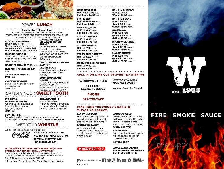 Woody's Bar-B-Q - Cocoa, FL menu_pic