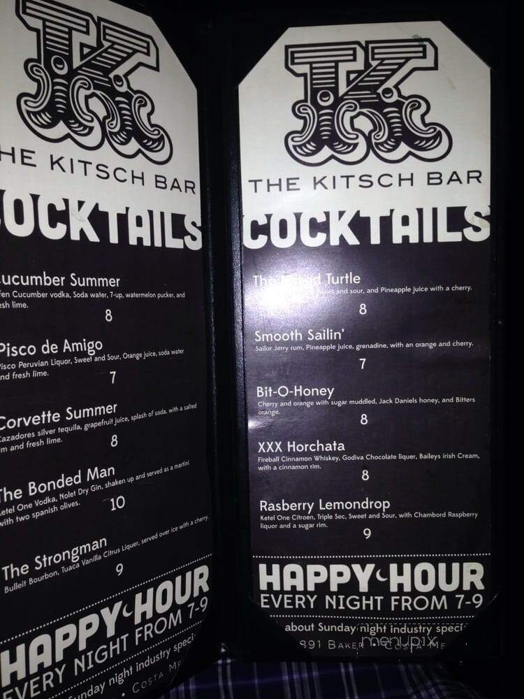 Kitsch Bar - Costa Mesa, CA menu_pic