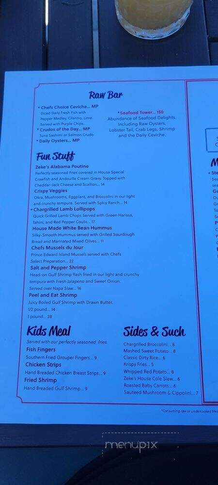 Zeke's Restaurant - Orange Beach, AL menu_pic