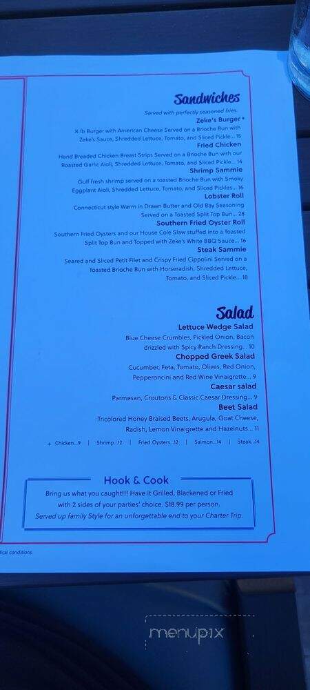 Zeke's Restaurant - Orange Beach, AL menu_pic