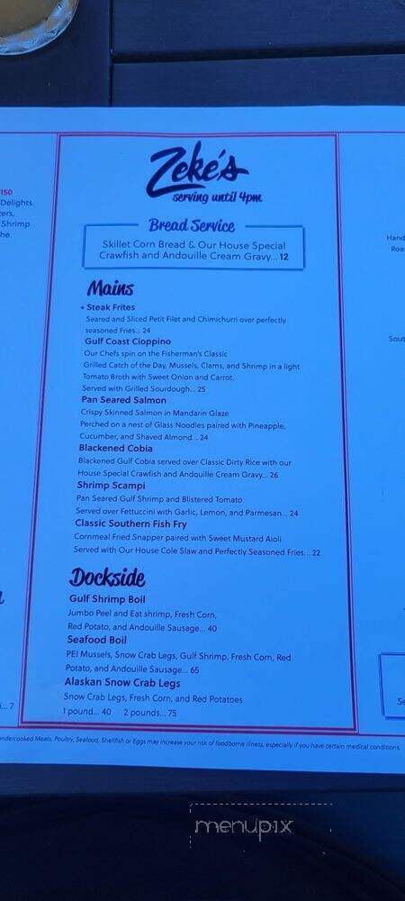 Zeke's Restaurant - Orange Beach, AL menu_pic