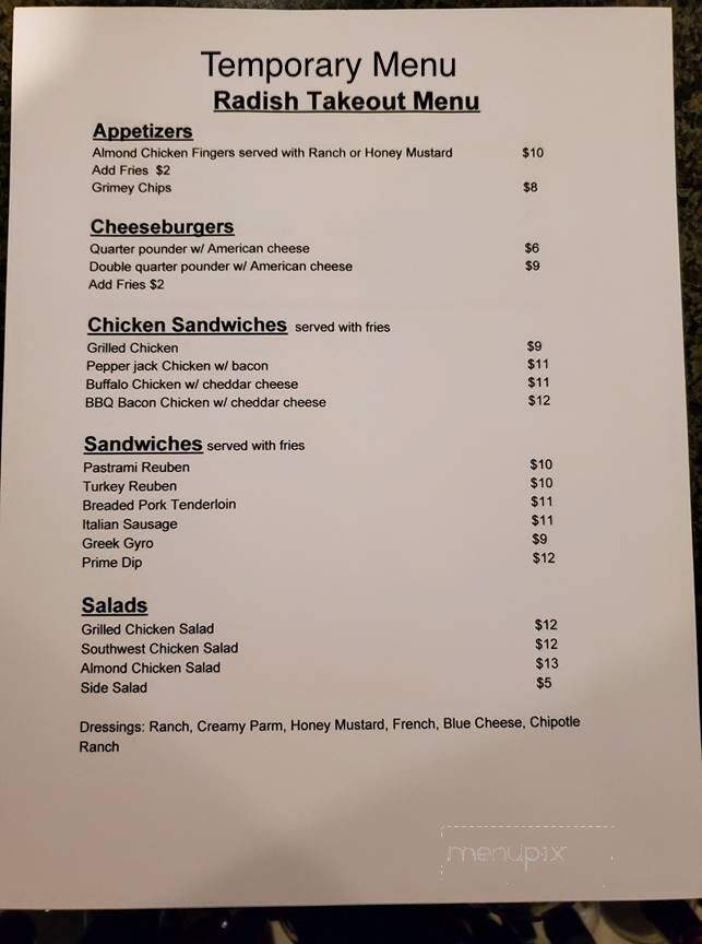 The Radish - Grimes, IA menu_pic