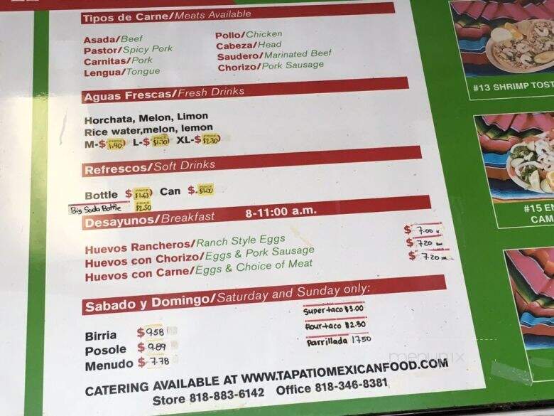 El Tapatio - Woodland Hills, CA menu_pic