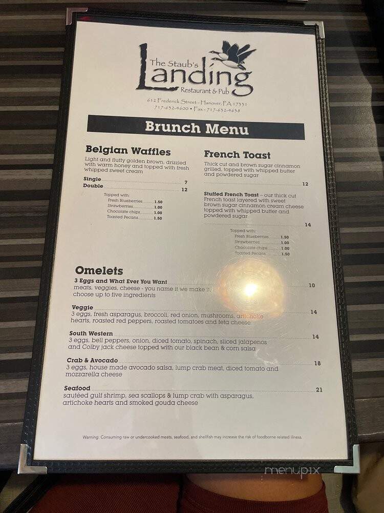 Staubs Landing & Pub - Hanover, PA menu_pic