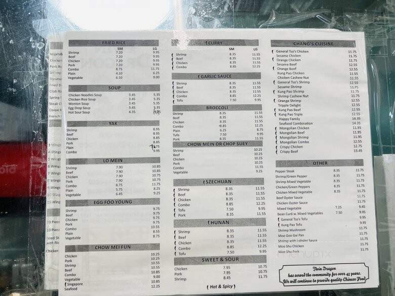 Twin Dragon Carry Out - Washington, DC menu_pic