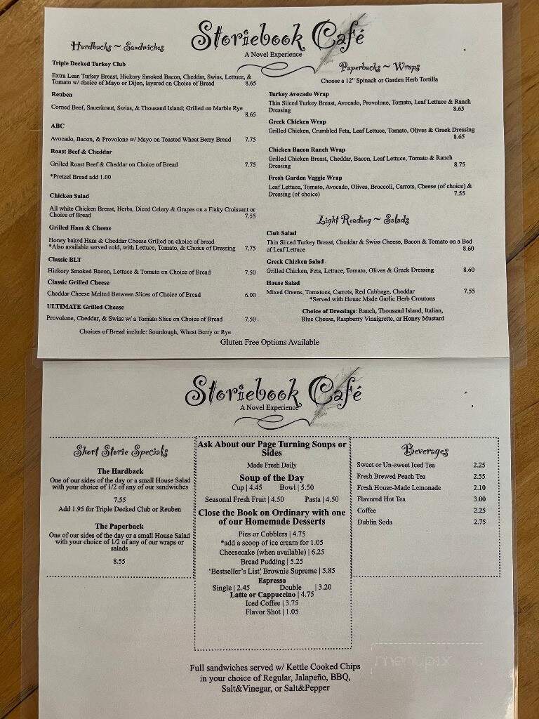 Storiebook Cafe - Glen Rose, TX menu_pic