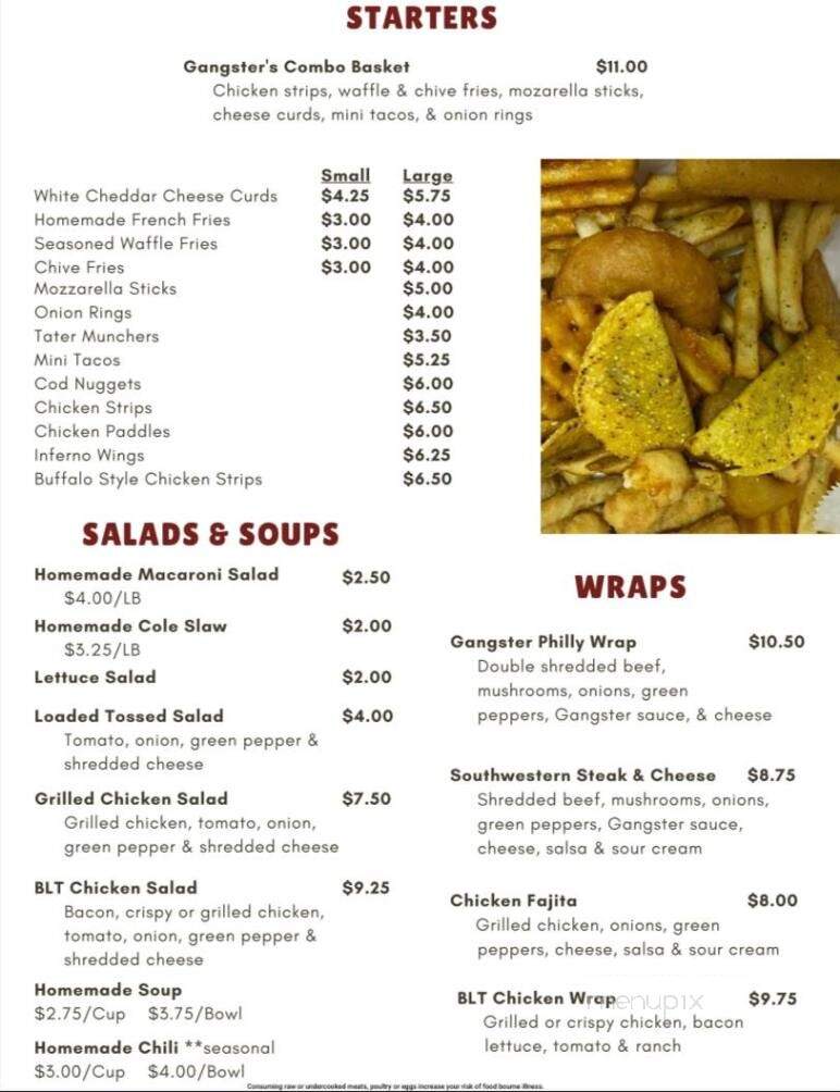 Gangsters Bar & Grill - Hazel Green, WI menu_pic