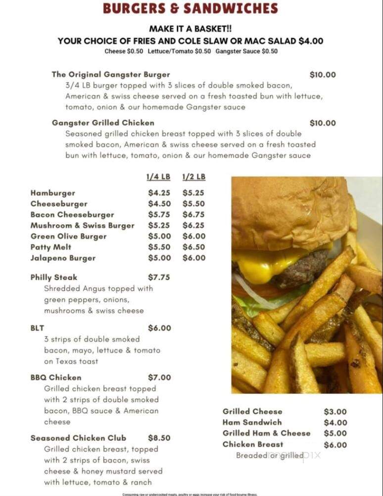 Gangsters Bar & Grill - Hazel Green, WI menu_pic