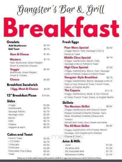 Gangsters Bar & Grill - Hazel Green, WI menu_pic