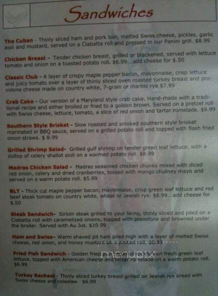 Silks Restaurant - Havre de Grace, MD menu_pic