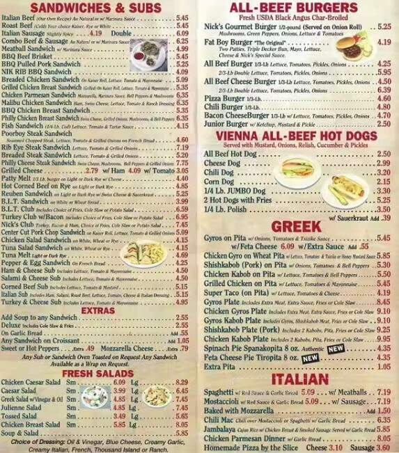 Nick's Barbecue Of Palos - Palos Heights, IL menu_pic