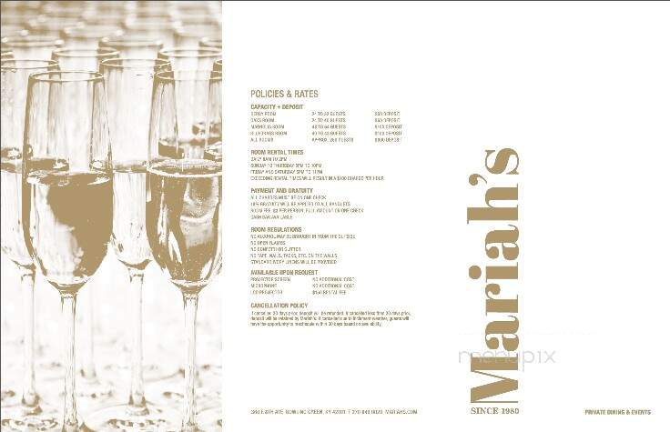 Mariah's - Bowling Green, KY menu_pic