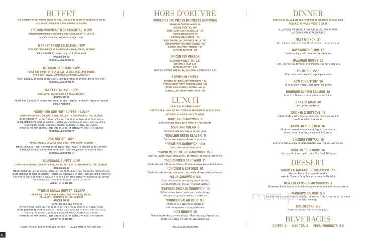Mariah's - Bowling Green, KY menu_pic