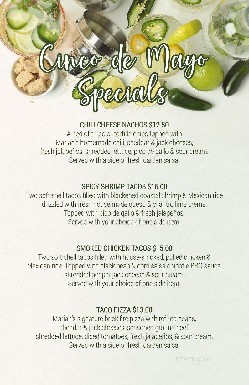 Mariah's - Bowling Green, KY menu_pic
