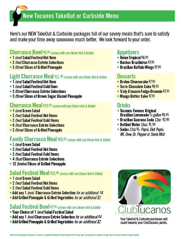 Tuscanos Brazilian Grill - Albuquerque, NM menu_pic