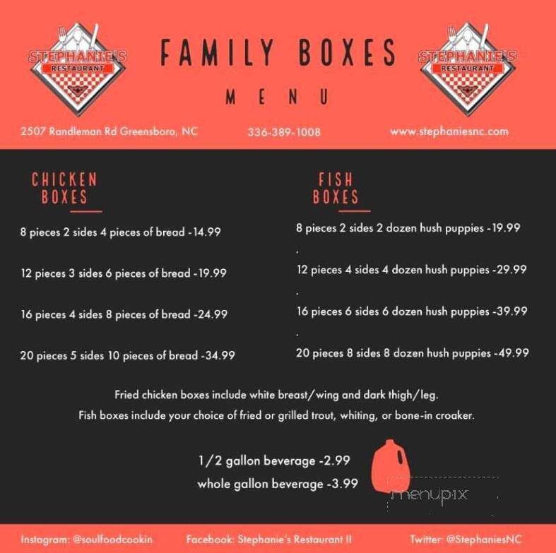Stephanie's II - Greensboro, NC menu_pic