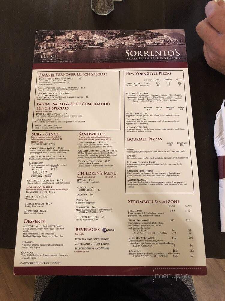 Sorrento Pizzeria & Italian - Statesville, NC menu_pic
