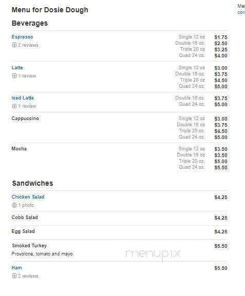 Dosie Dough - Lititz, PA menu_pic