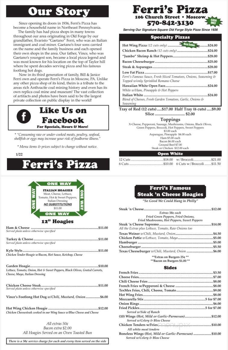 Ferri's Pizza - Moscow, PA menu_pic