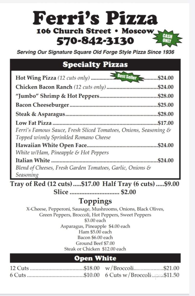 Ferri's Pizza - Moscow, PA menu_pic