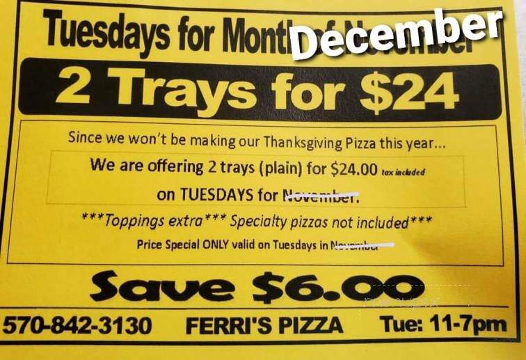 Ferri's Pizza - Moscow, PA menu_pic