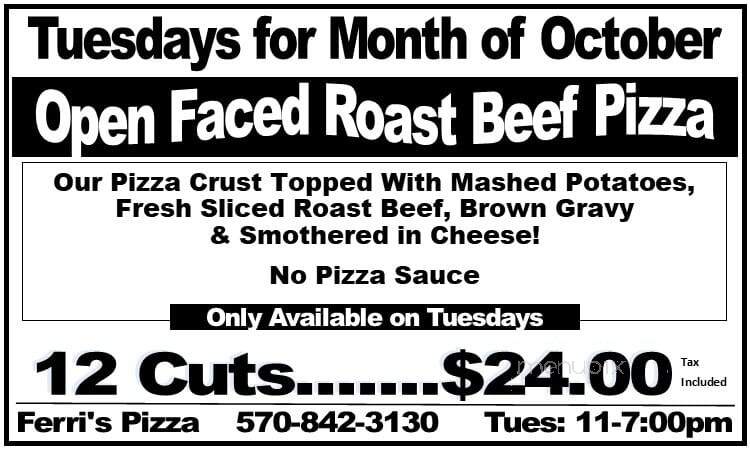 Ferri's Pizza - Moscow, PA menu_pic