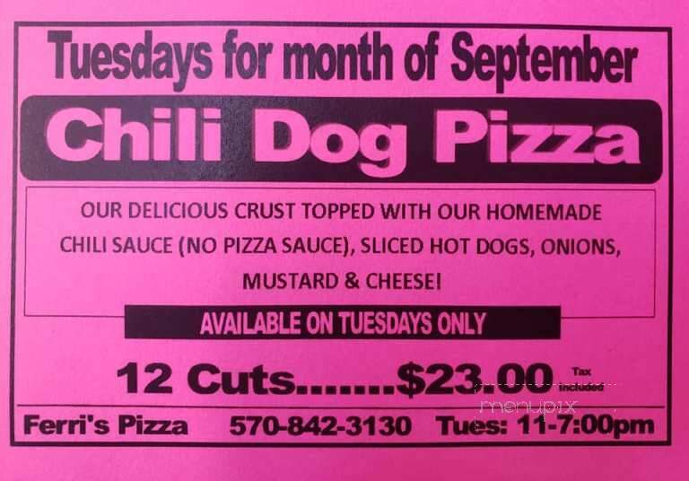 Ferri's Pizza - Moscow, PA menu_pic