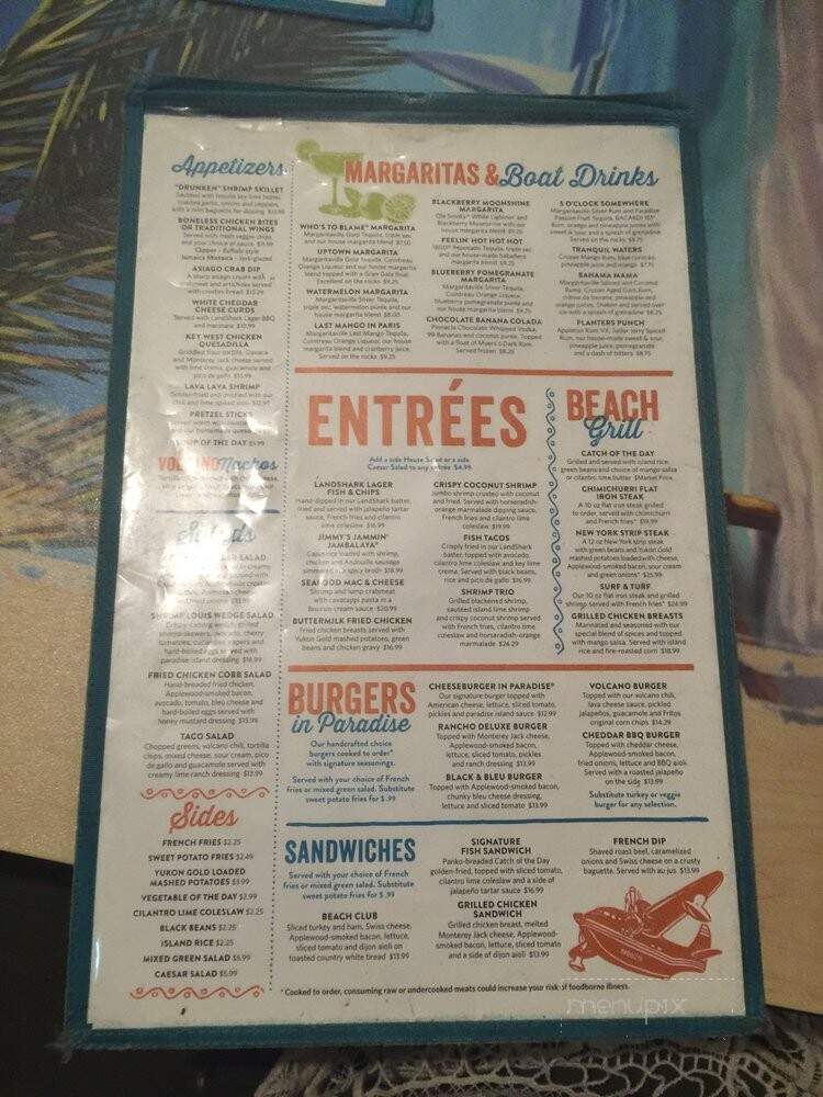 Jimmy Buffett's Margaritaville - Myrtle Beach, SC menu_pic