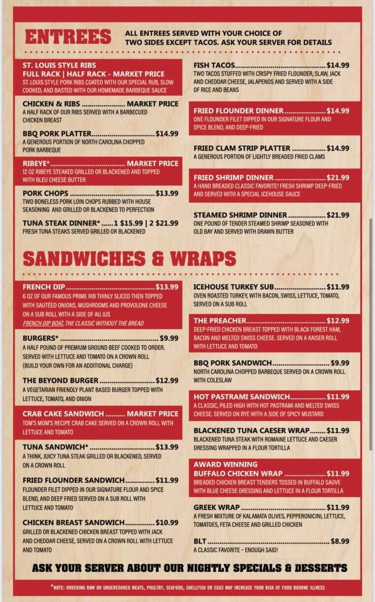 Ice House Restaurant - Virginia Beach, VA menu_pic