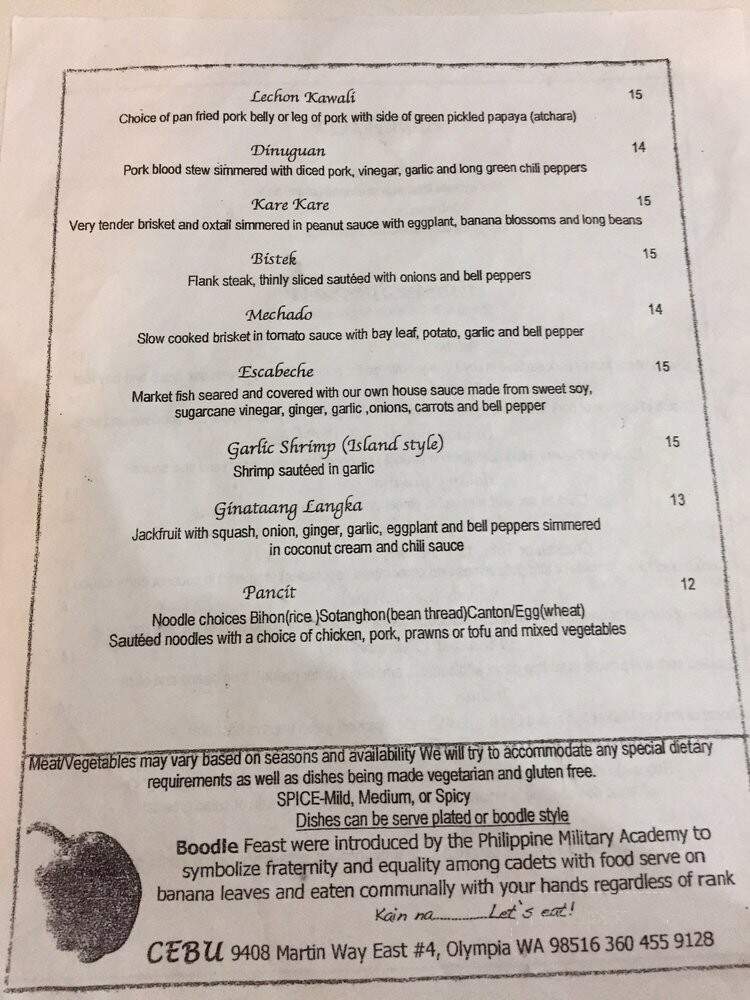 Cebu Restaurant - Olympia, WA