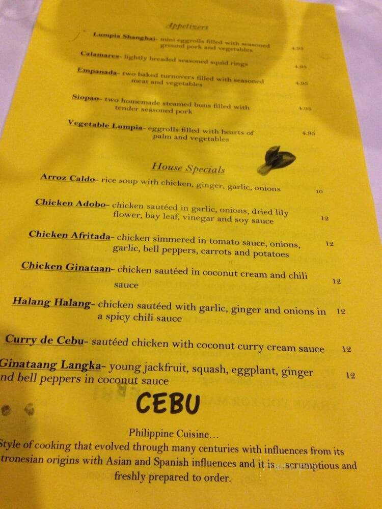 Cebu Restaurant - Olympia, WA menu_pic