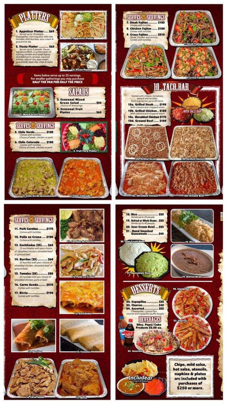 Menu of Fiesta Mexican Restaurant in Pasco, WA 99301