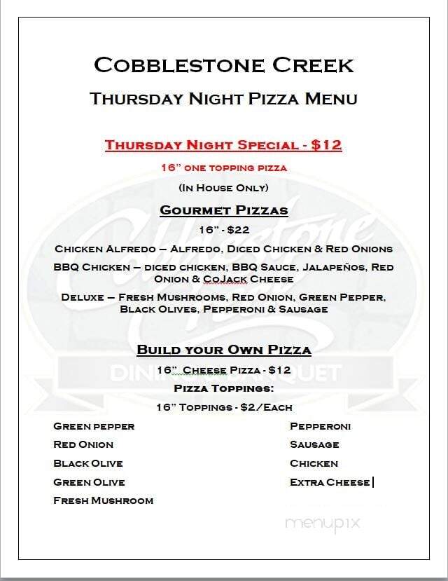 Cobblestone Creek - Brillion, WI menu_pic