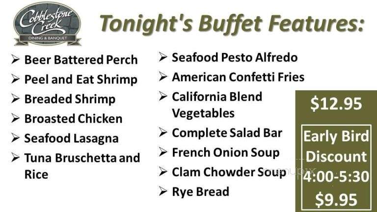 Cobblestone Creek - Brillion, WI menu_pic